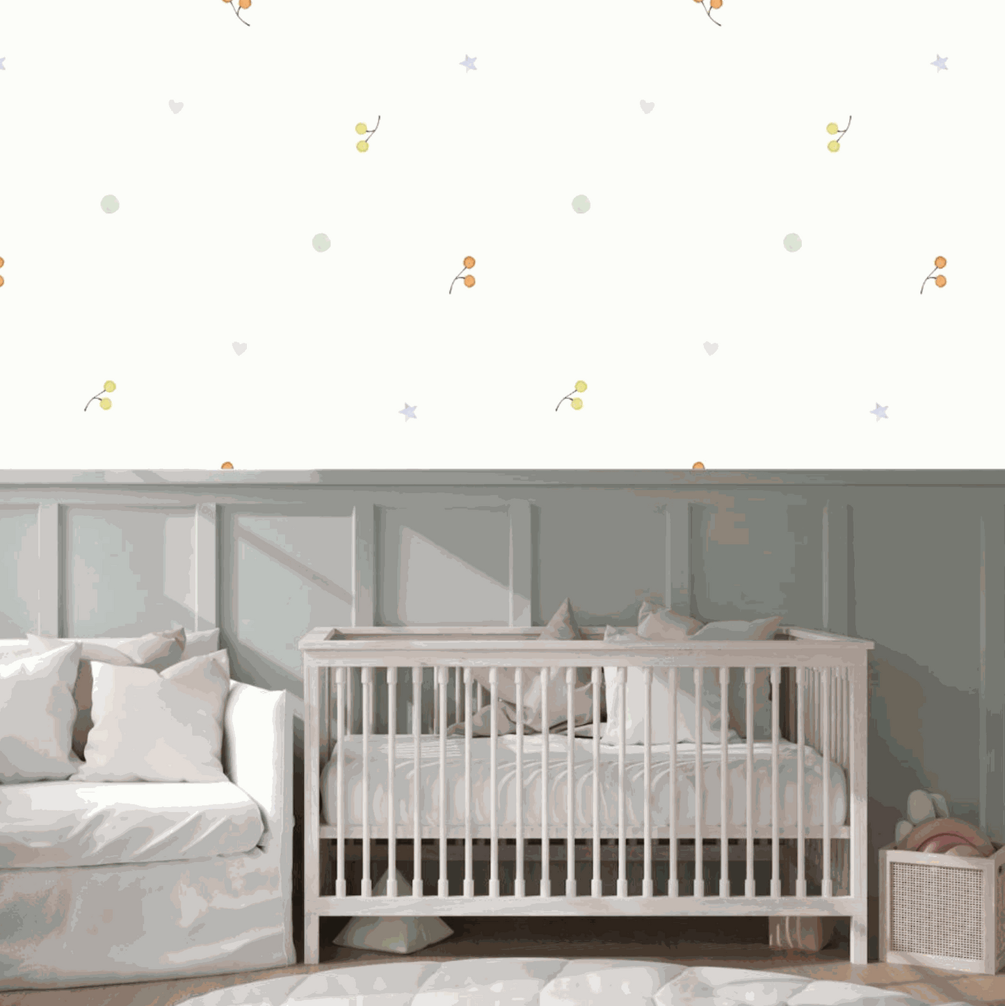 Bedroom Idea Babies Bedroom Wallpaper with Cute Flower Dainty Balls and Love Hearts