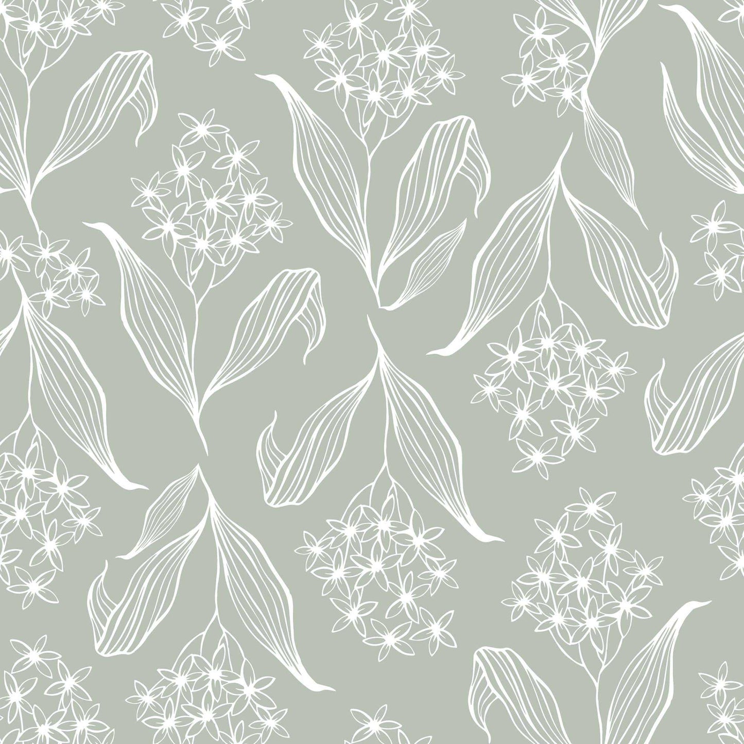 Green Baby's relaxing nursery wallpaper with flowers in pastel shades