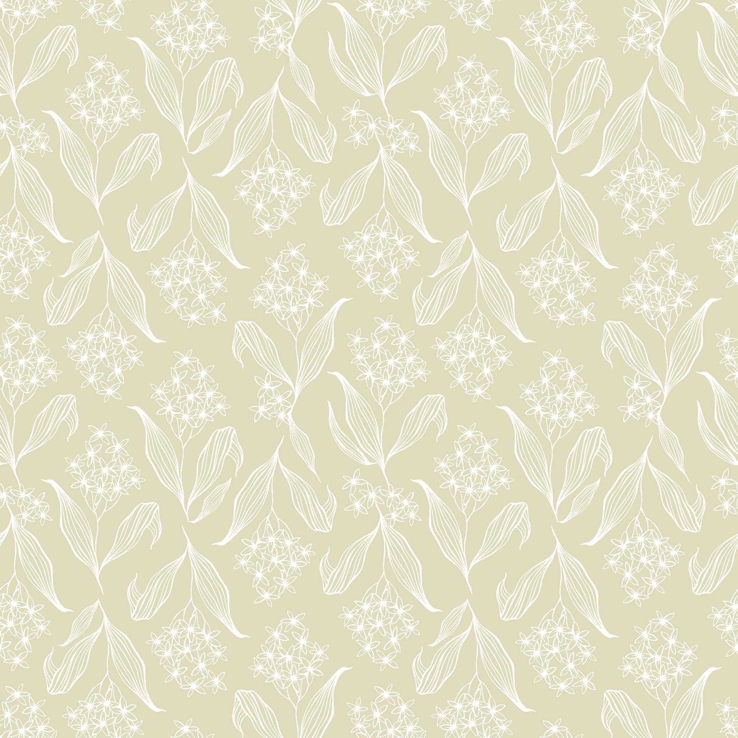 Oatmeal beige Baby's relaxing nursery wallpaper with flowers in pastel shades