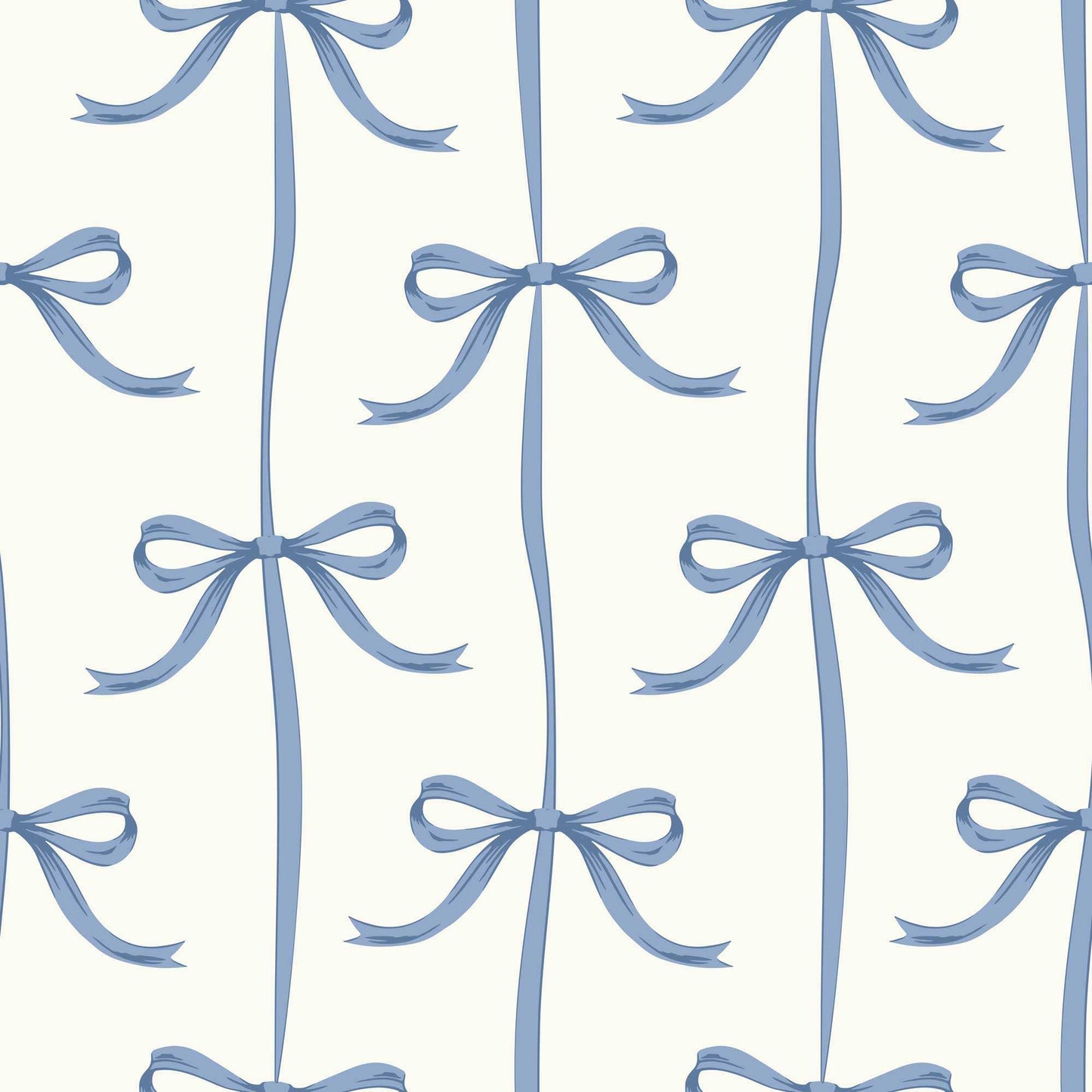 Blue Classic Nursery Wallpaper Bows Ribbons
