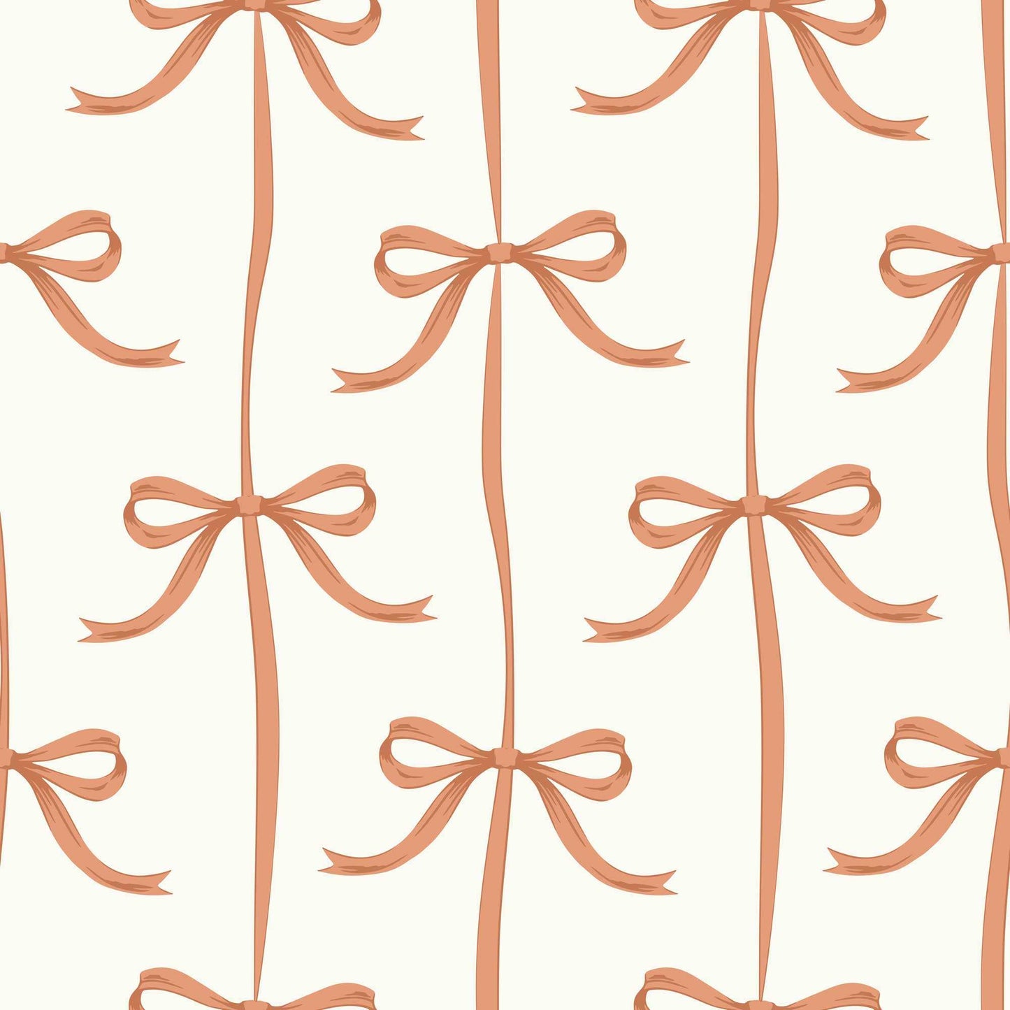 Apricot Classic Nursery Wallpaper Bows Ribbons