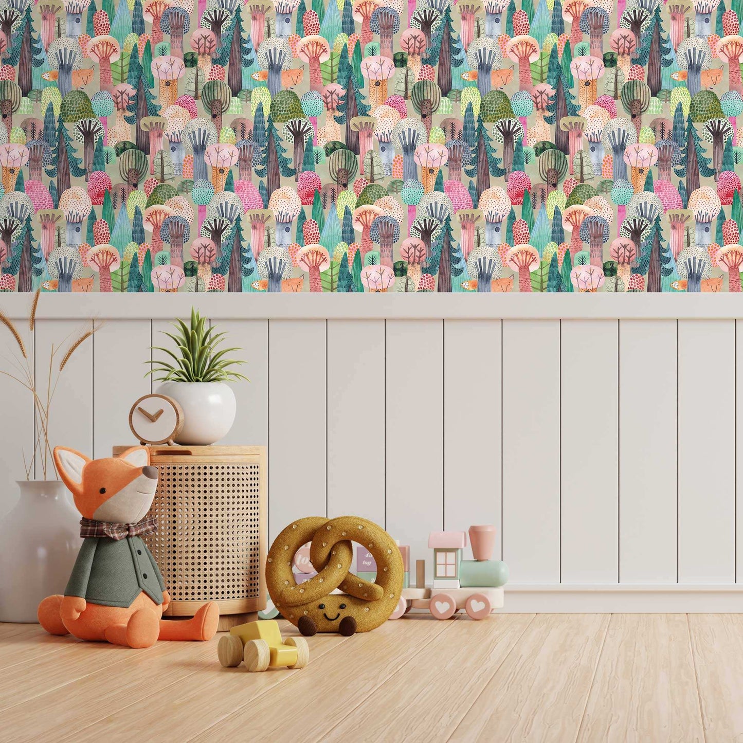 Bedroom Idea Kids Luxury Bedroom Wallpaper Mr Fox with Trees Lush Forest Colourful