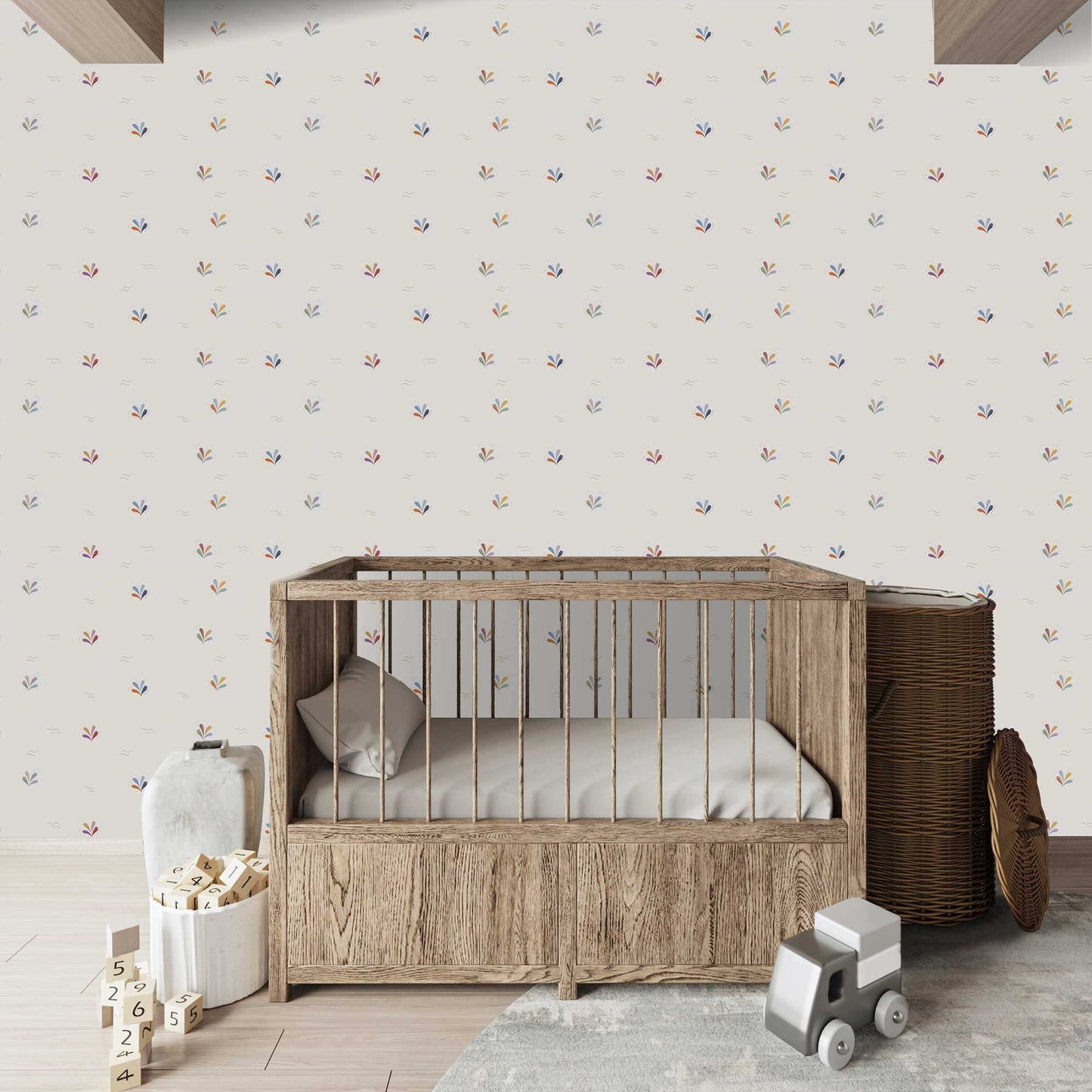 Bedroom idea Cute Childrens Bedroom WallpaperA rainbow of delicate colours make up this playful luxury wallpaper design. Perfect for kids, children, babies, bedrooms, playrooms and nursery wallpaper made in UK