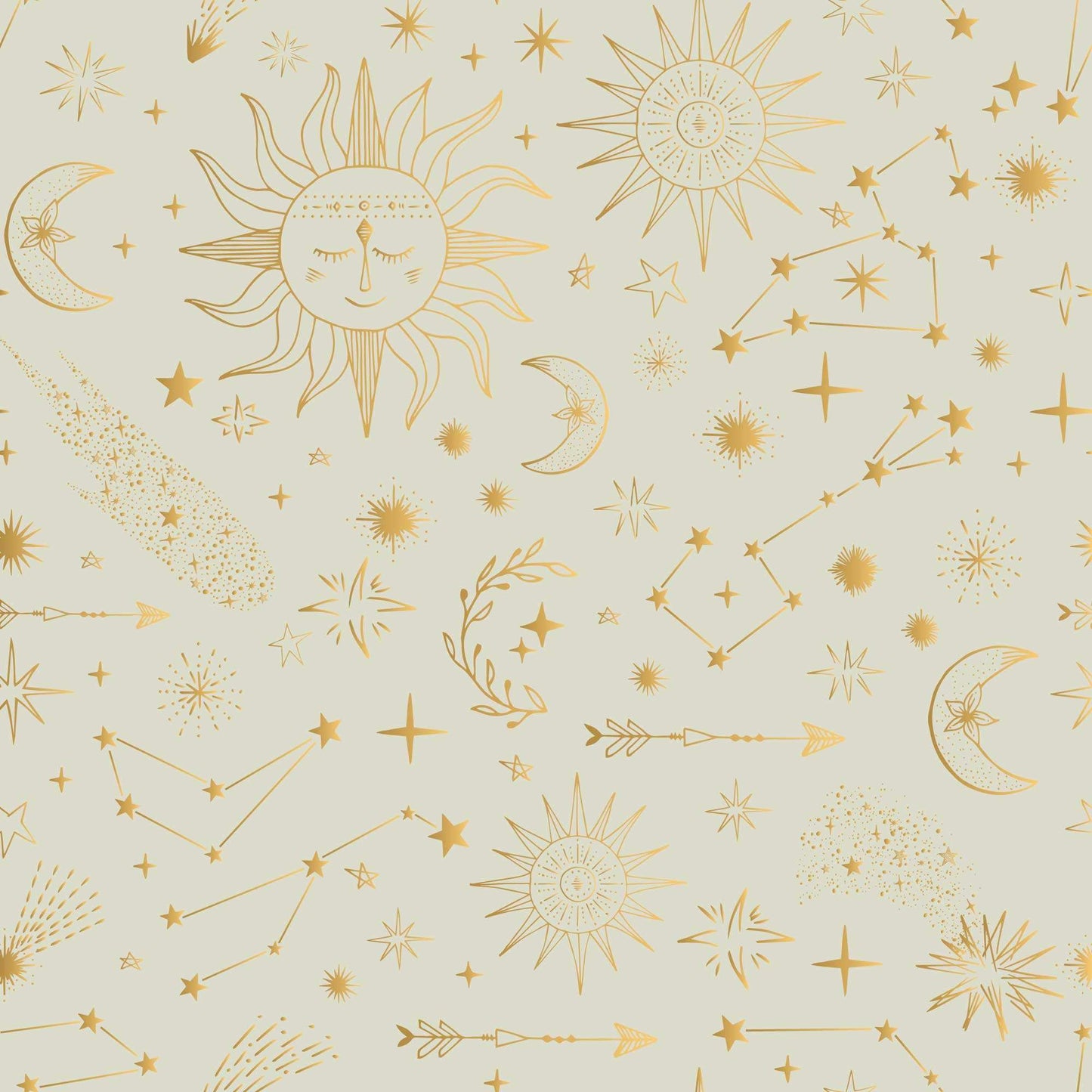 Wallpaper Shooting Stars Moons Sundials Childrens Bespoke Wallpaper soft white cream