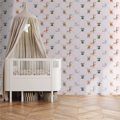 Babies Nursery Kids Wallpaper Horses, Rabbits, Bears and Sea Lions Bedroom Wallpaper.