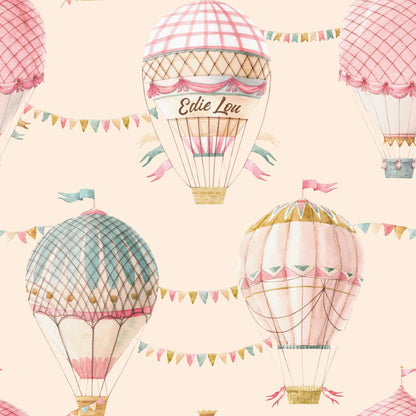 Babies Bedroom Wallpaper Beautiful Pastel coloured Hot Air Balloons. Cream background 