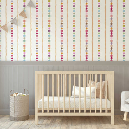 Childrens Bedroom Wallpaper Cute Colourful Flowers with Super Stripes Bedroom Idea 