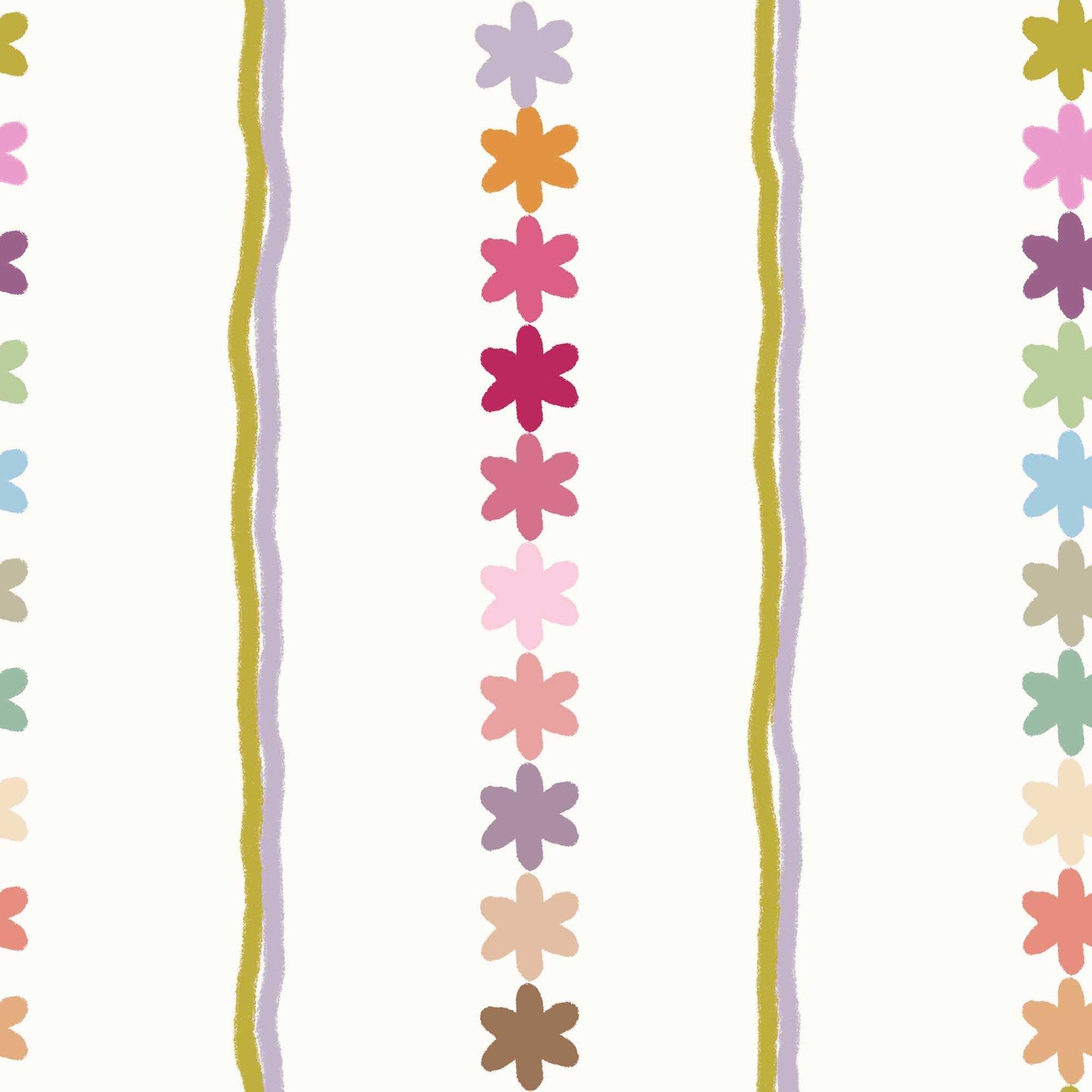 Childrens Bedroom Wallpaper Cute Colourful Flowers with Super Stripes Apple Green 
