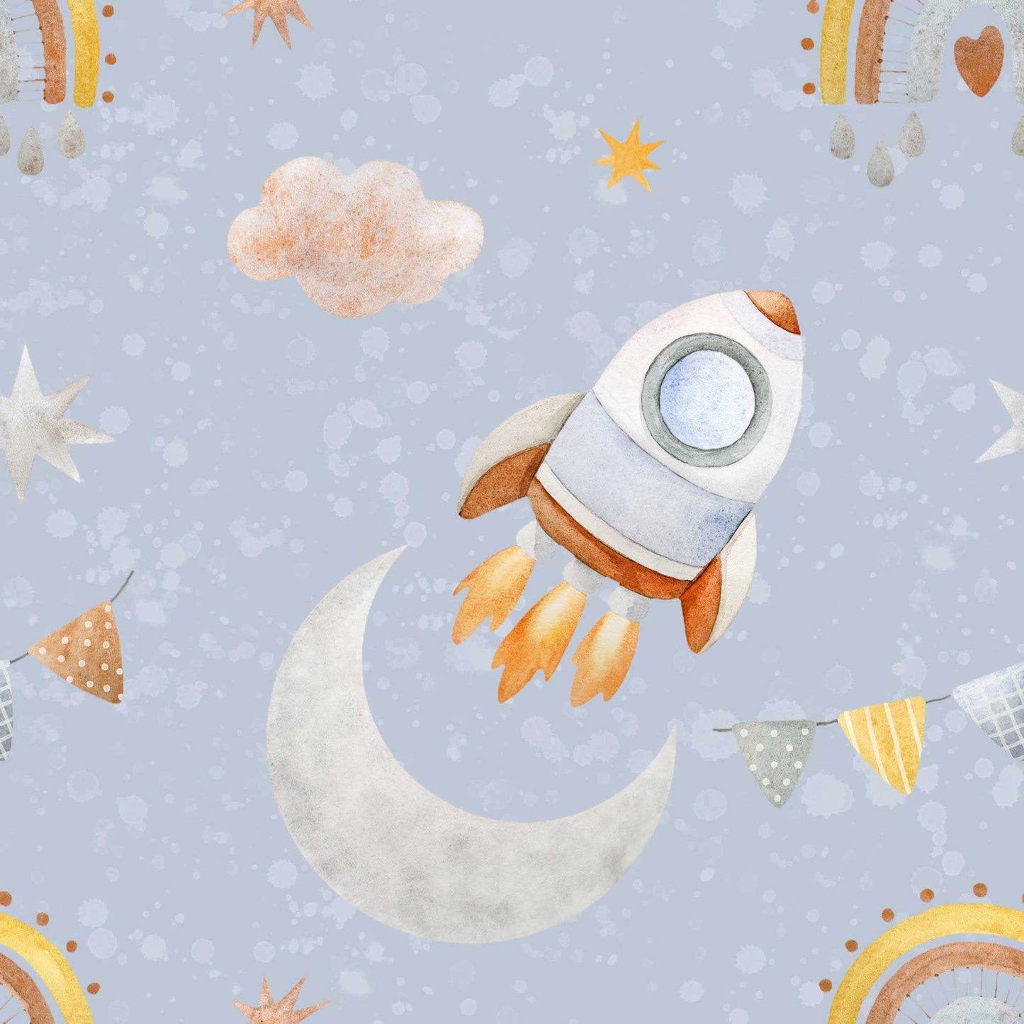 Pale blue Kids Outer Space Wallpaper 