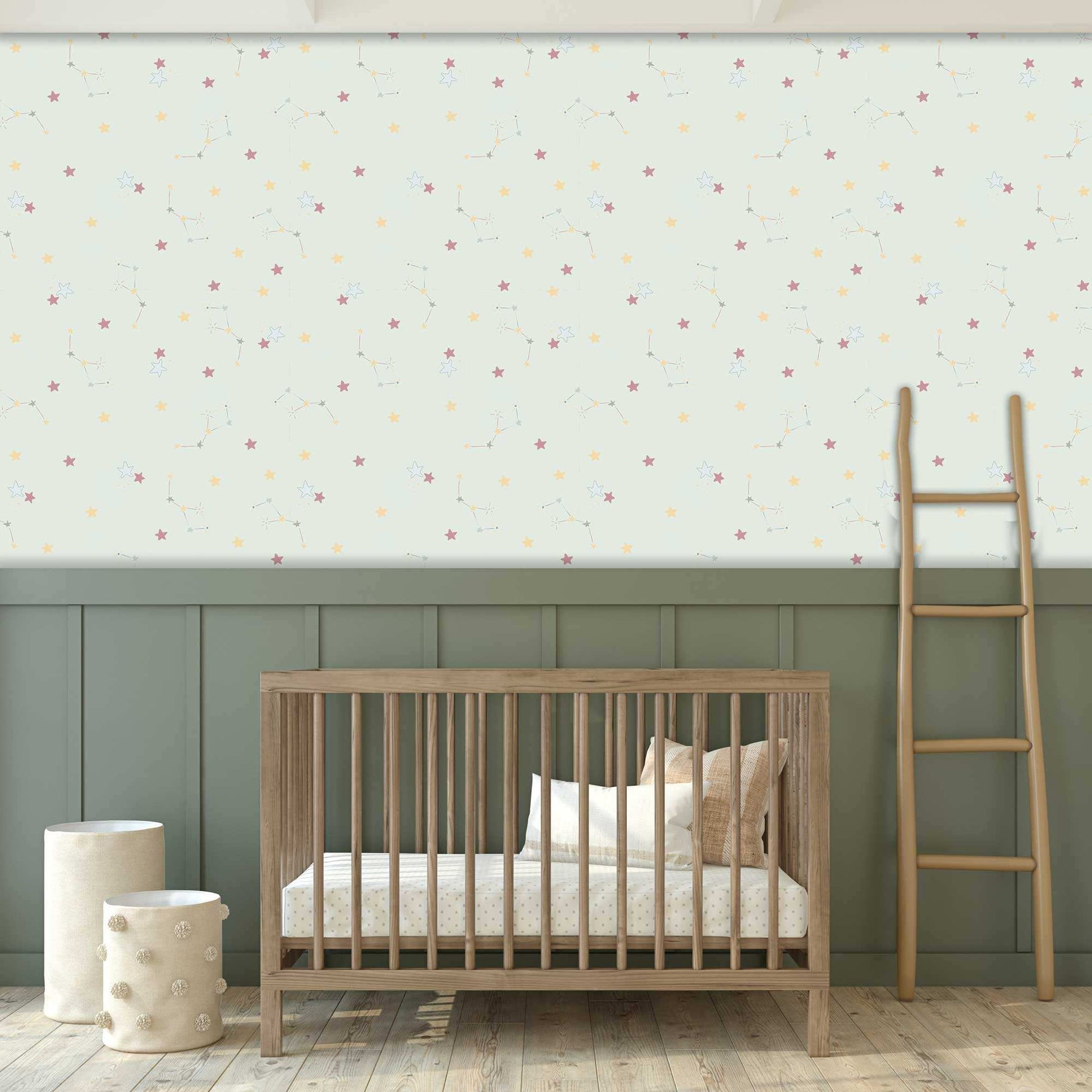 Nursery Idea Pale Green Nursery Bedroom Wallpaper Twinkle Twinkle Little Stars 