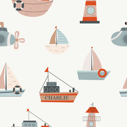 Personalised Nursery Wallpaper - Boats Submarines and Lighthouses