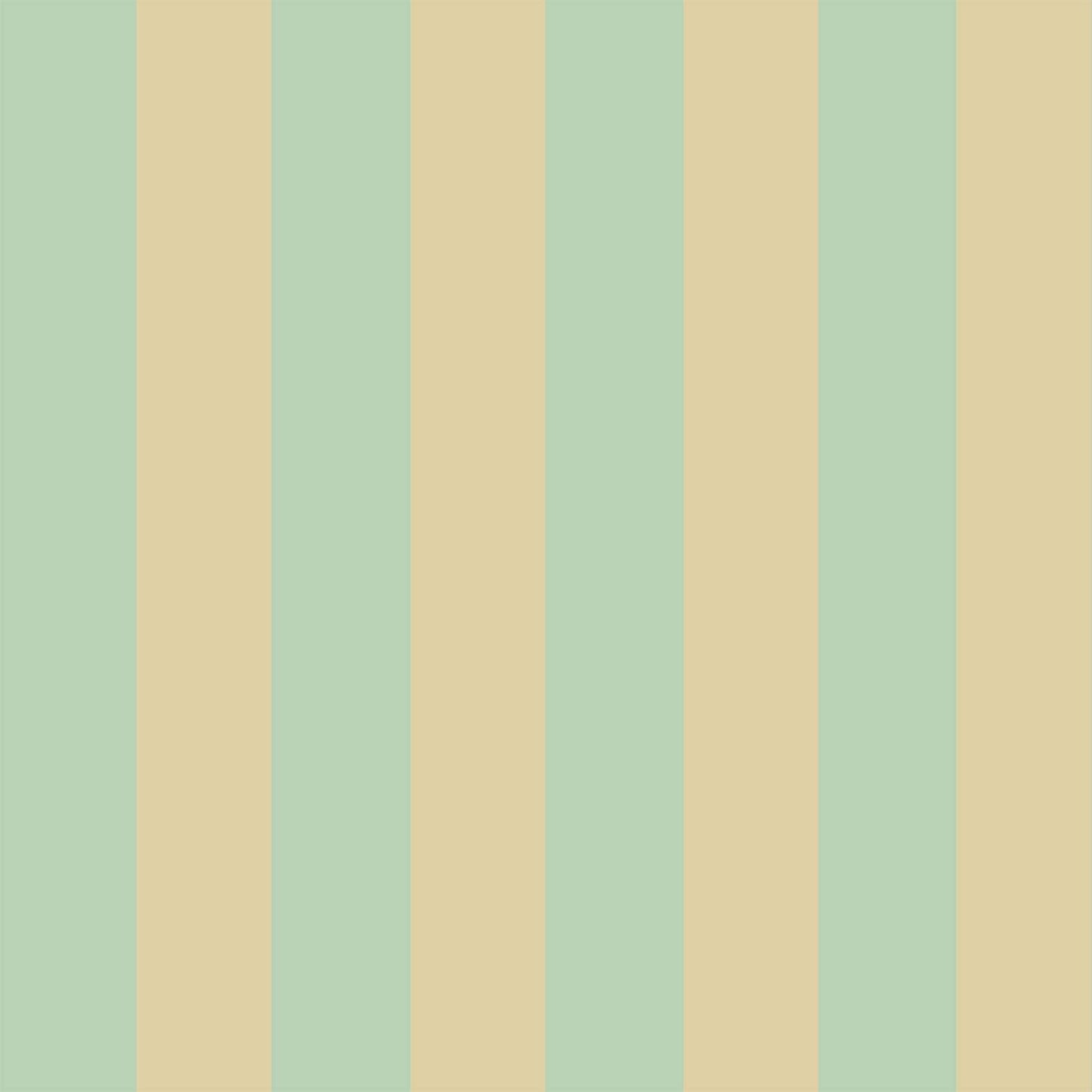 Bold Striped Wallpaper for kids bedrooms in Beige and Green 