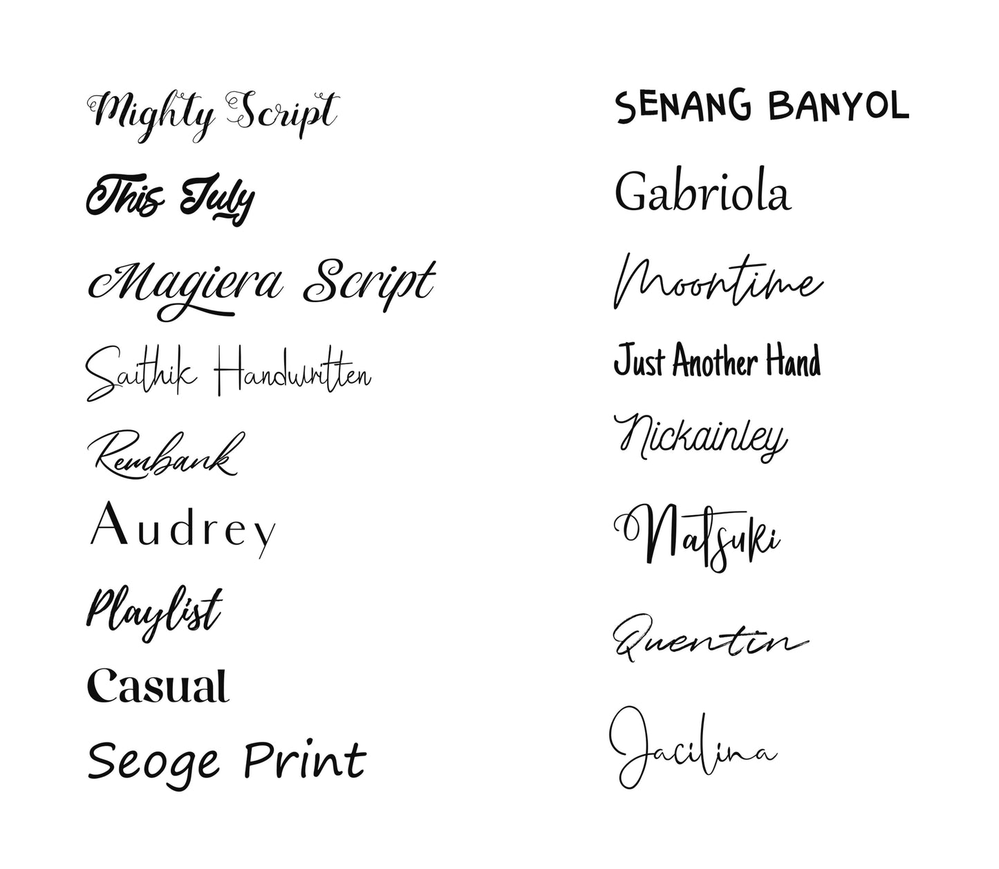 Kids fonts for personalisation 