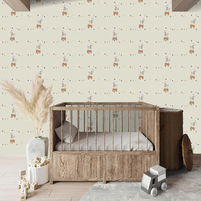 Bedroom idea Baby's Nursery Wallpaper Cute Mice in trucks with Flags can be personalised comes in  bespoke colours cute nursery vibe. Great for Nurseries, Kids bedrooms playrooms