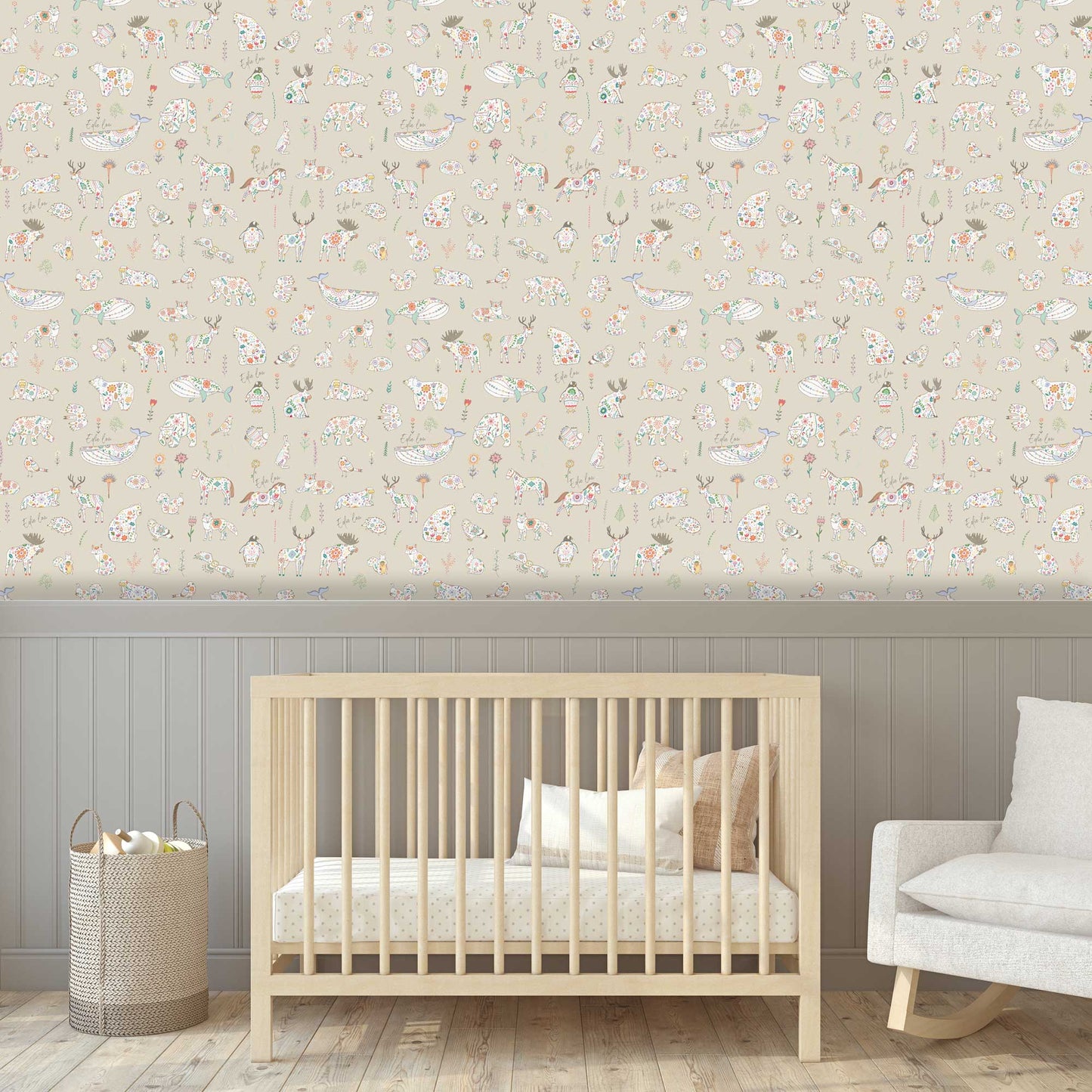 Scandinavian Woodland.  A Calm, Nature-Inspired personalised Children’s Wallpaper