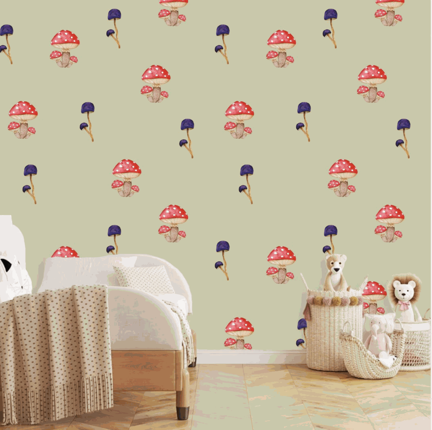 Showcase KidsMushroom Wallpaper Magical Toadstool Bespoke Colours  Luxury Wallpaper