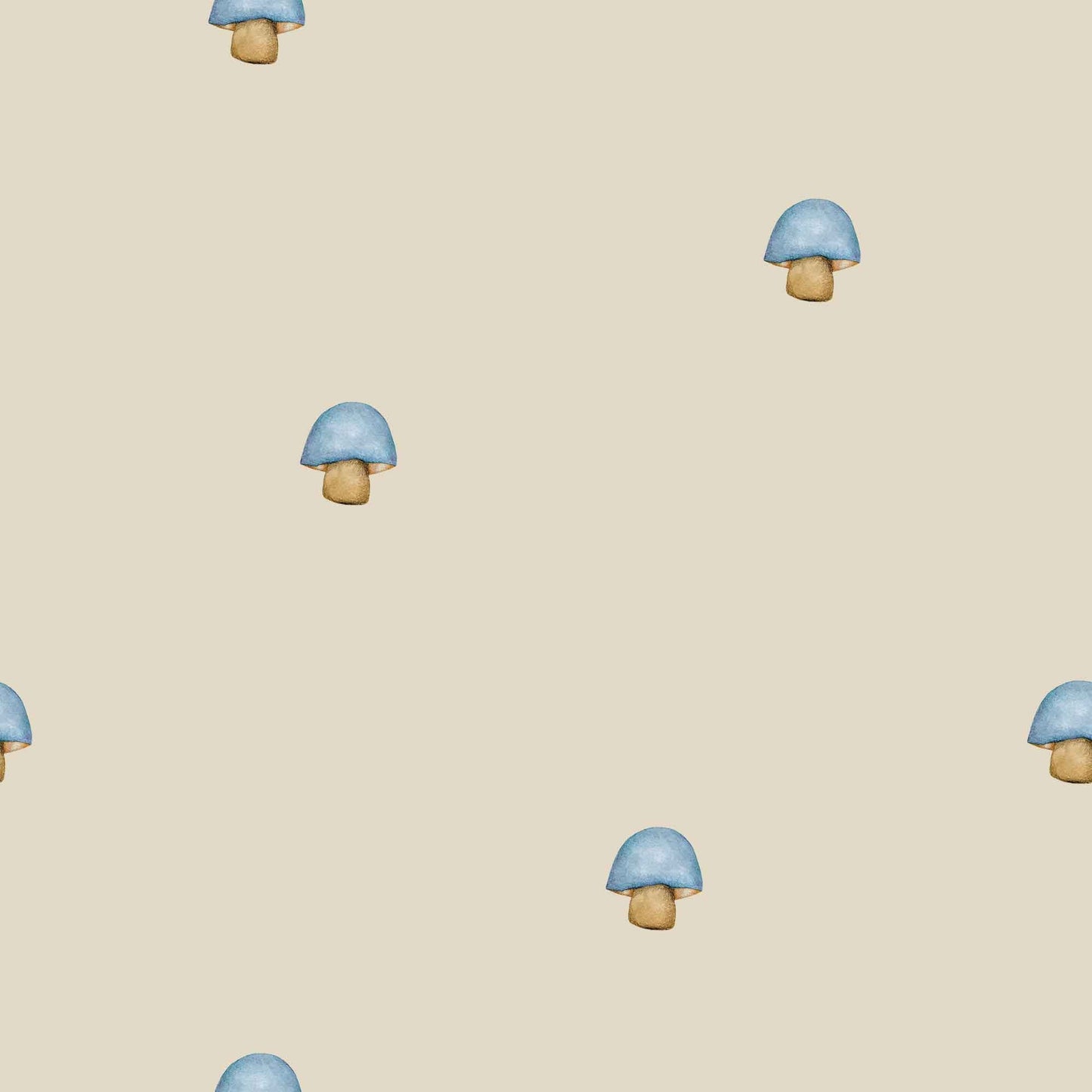 Wallpaper for Children The lone mushroom, bespoke luxury mushroom wallpaper for babies kids childrens nurseries playroom and bedrooms. Finished in a warm beige colour 