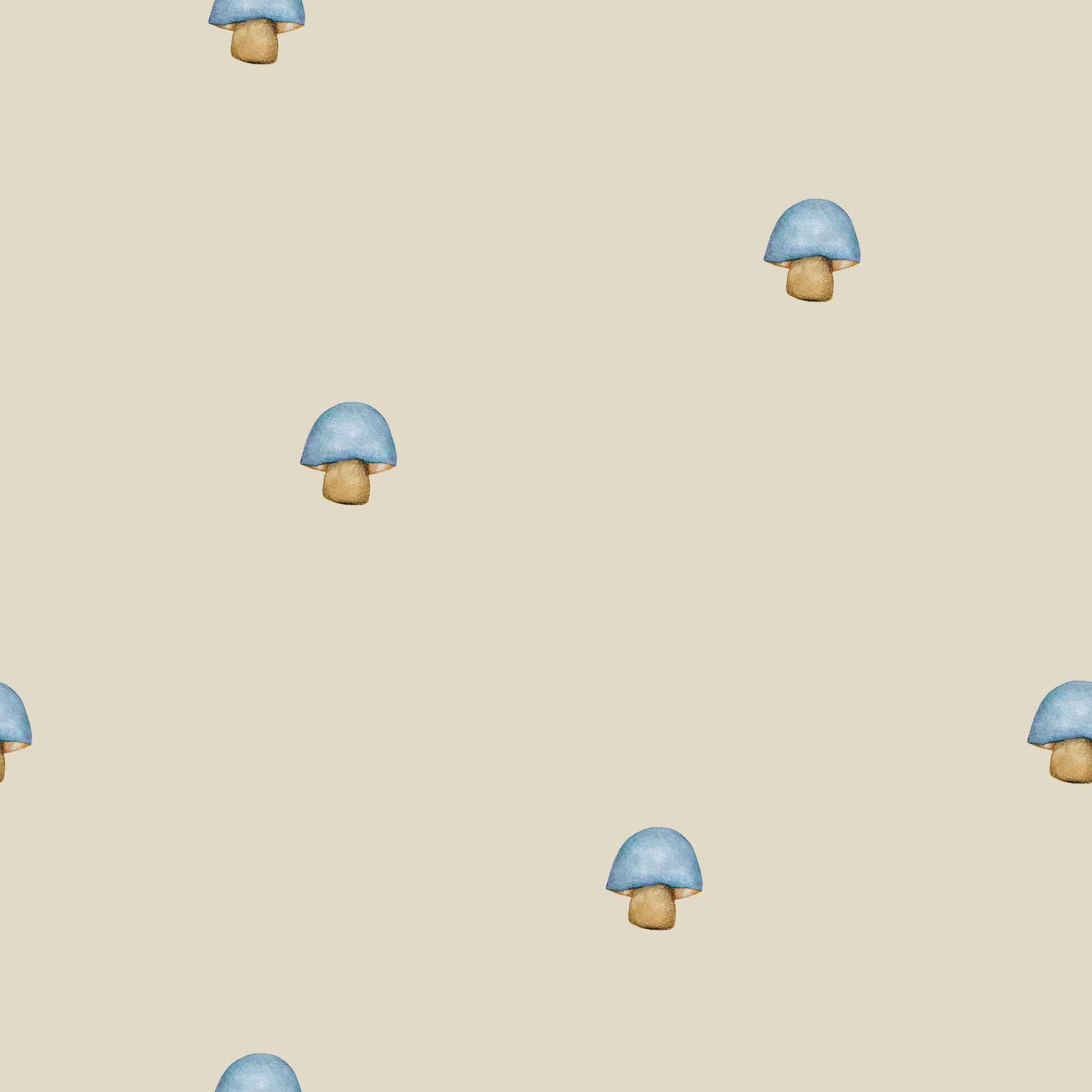 Wallpaper for Children The lone mushroom, bespoke luxury mushroom wallpaper for babies kids childrens nurseries playroom and bedrooms. Finished in a warm beige colour 