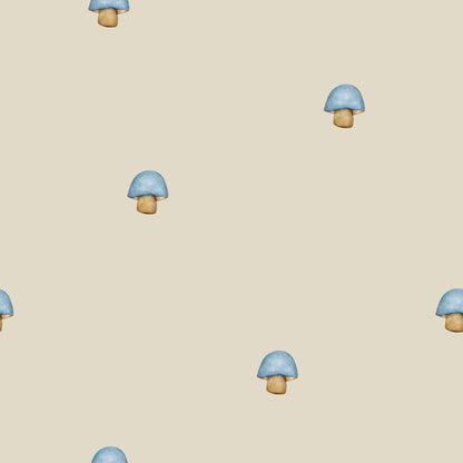 Wallpaper for Children The lone mushroom, bespoke luxury mushroom wallpaper for babies kids childrens nurseries playroom and bedrooms. Finished in a warm beige colour 