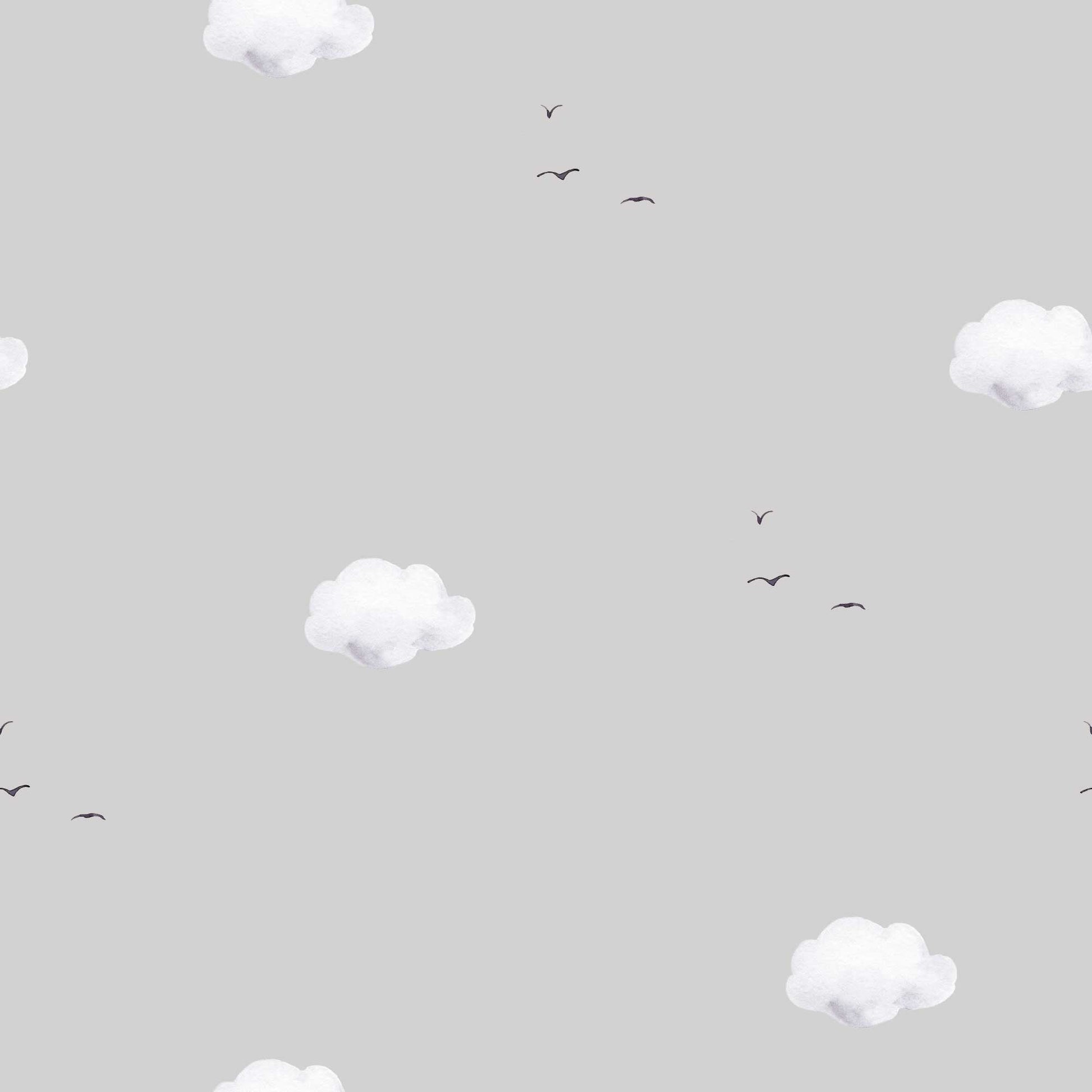 Fluffy Clouds Wallpaper -  Bespoke Coloured Fluffy Clouds Wallpaper.  pale night grey