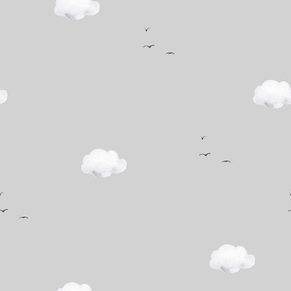 Fluffy Clouds Wallpaper -  Bespoke Coloured Fluffy Clouds Wallpaper.  pale night grey