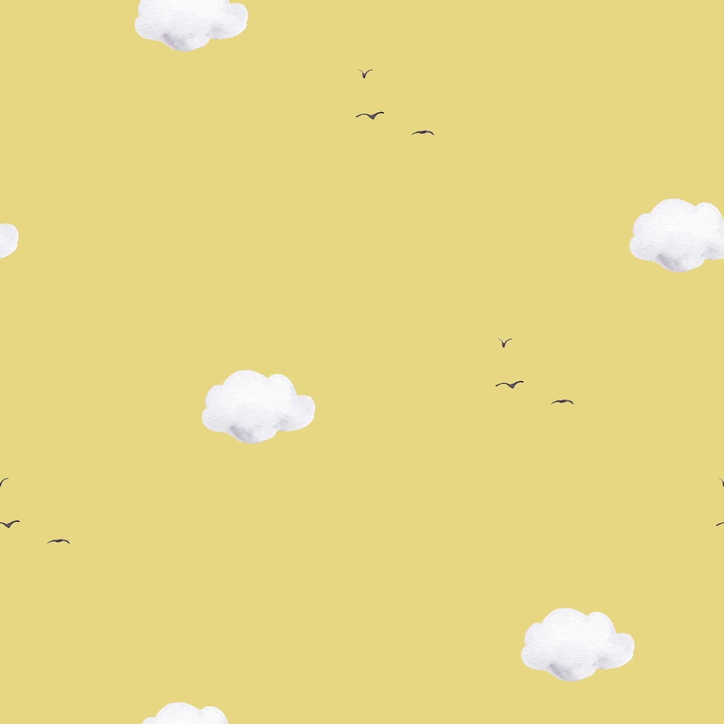 Fluffy Clouds Wallpaper -  Bespoke Coloured Fluffy Clouds Wallpaper. mellow yellow. 