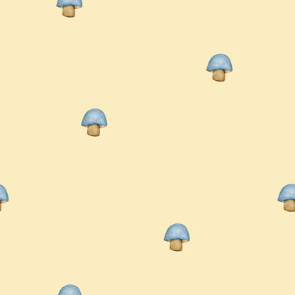 Wallpaper for Children The lone mushroom, bespoke luxury mushroom wallpaper for babies kids childrens nurseries playroom and bedrooms. Finished in a warm creamy beige colour 