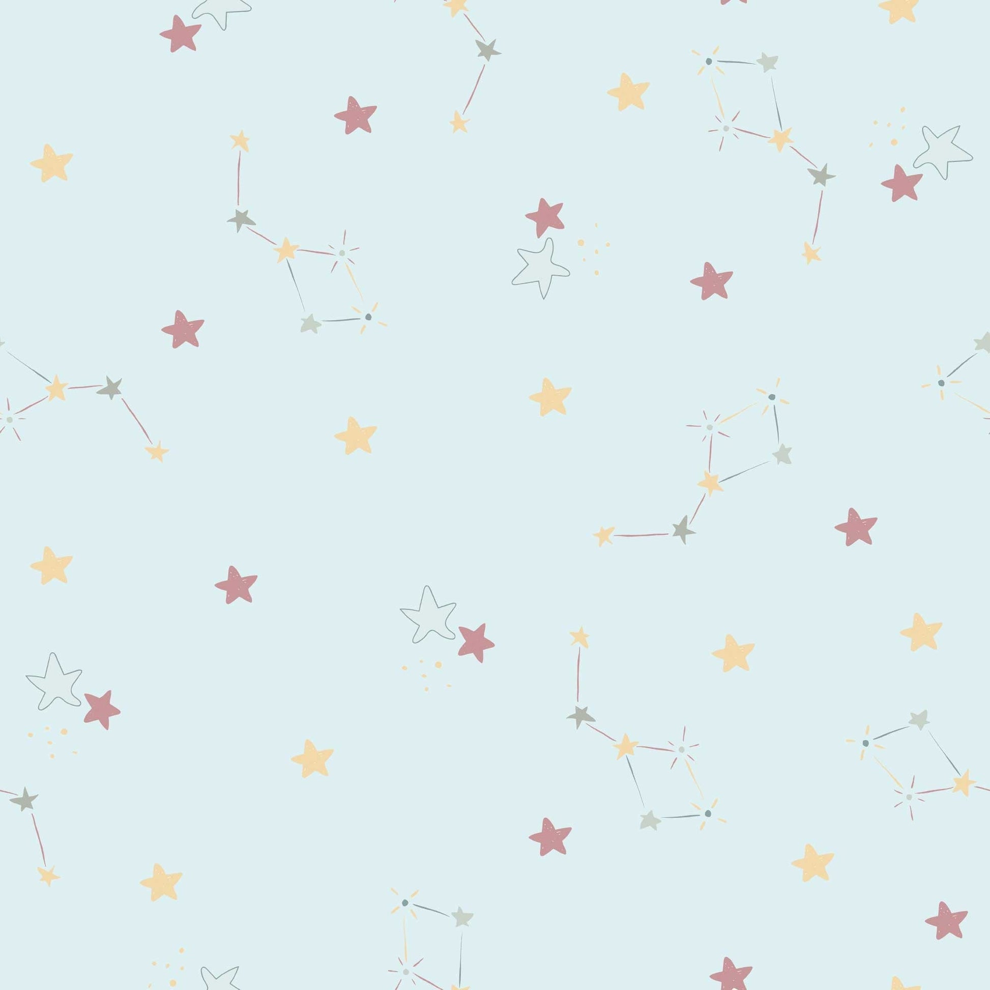 Baby Blue Nursery Bedroom Wallpaper Twinkle Twinkle Little Stars 