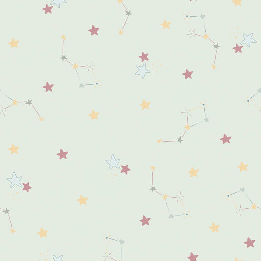 Pale Green Nursery Bedroom Wallpaper Twinkle Twinkle Little Stars 