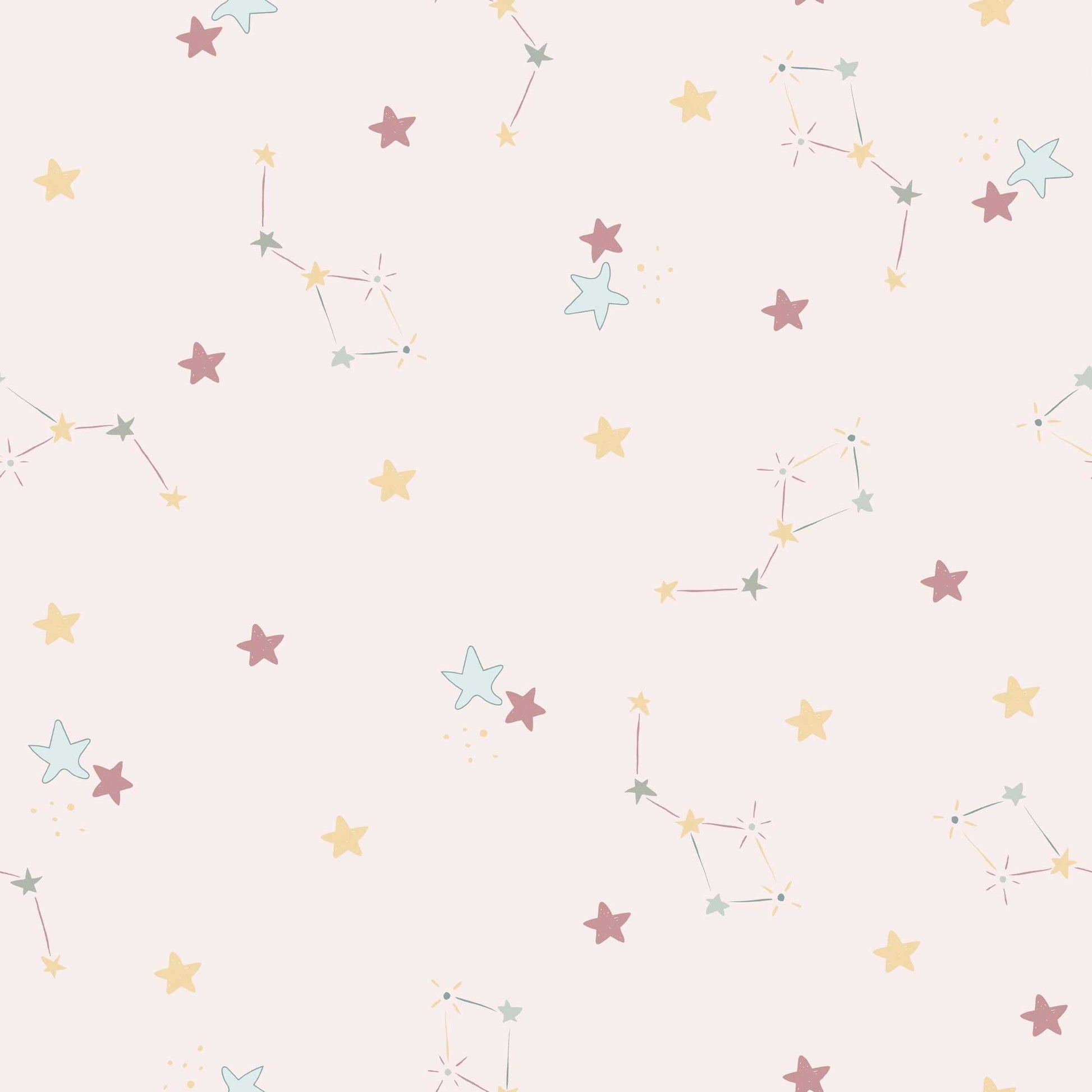 Baby Pink  Nursery Bedroom Wallpaper Twinkle Twinkle Little Stars 