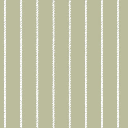 Pinstripe Wallpaper Classic Rope pinstripe design in Muted colours. White and mid green 