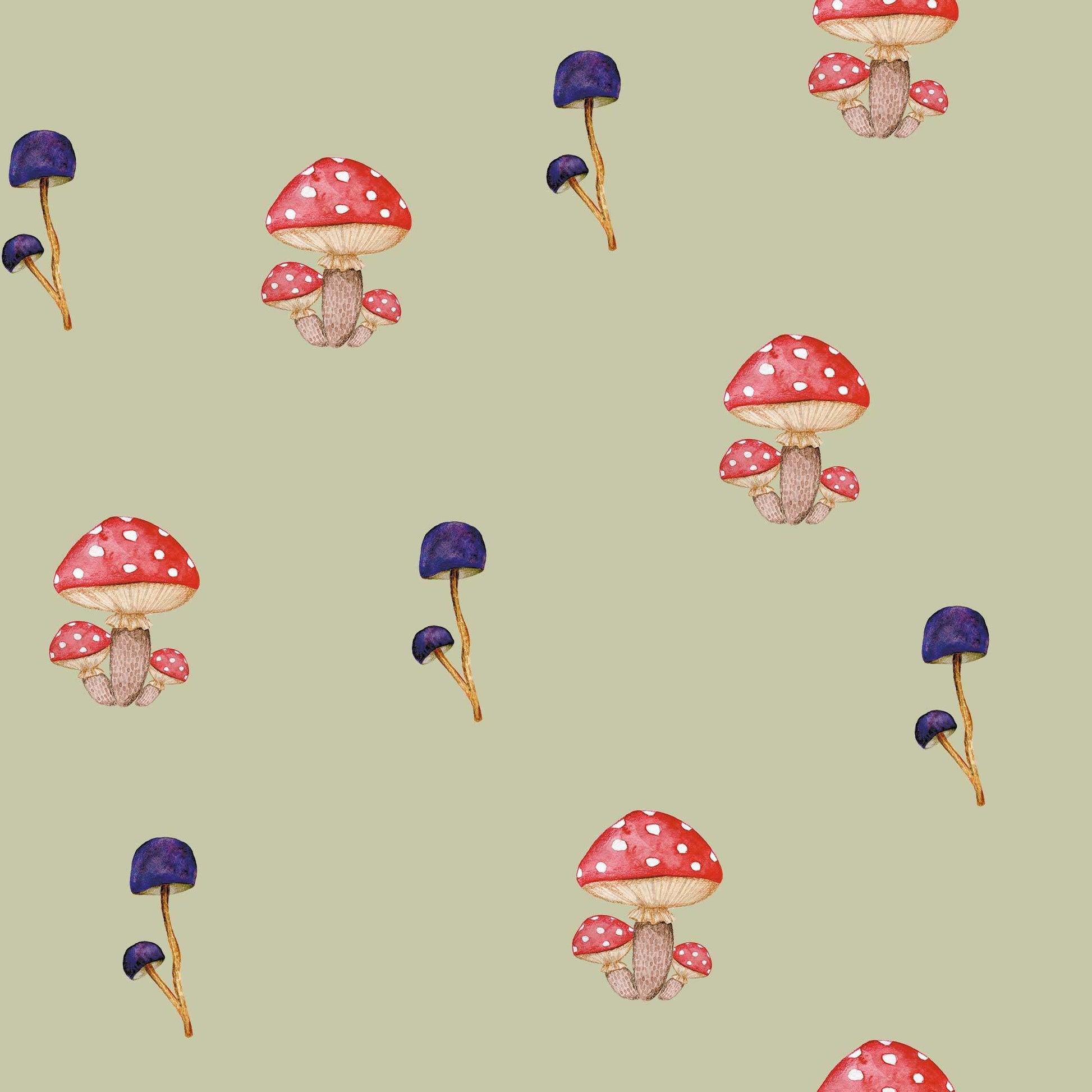 Green Mushroom Wallpaper Magical Toadstool Bespoke Colours  Luxury Wallpaper