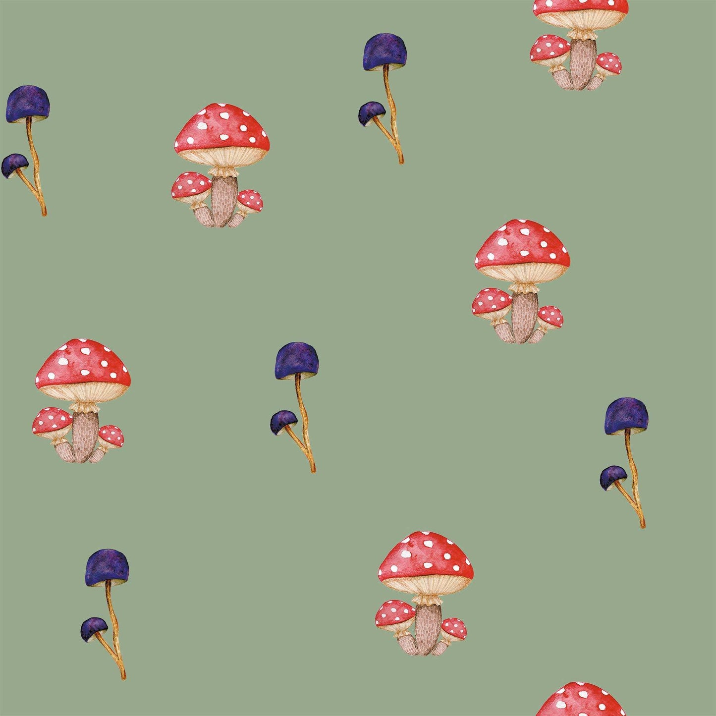 Sage Green Mushroom Wallpaper Magical Toadstool Bespoke Colours  Luxury Wallpaper