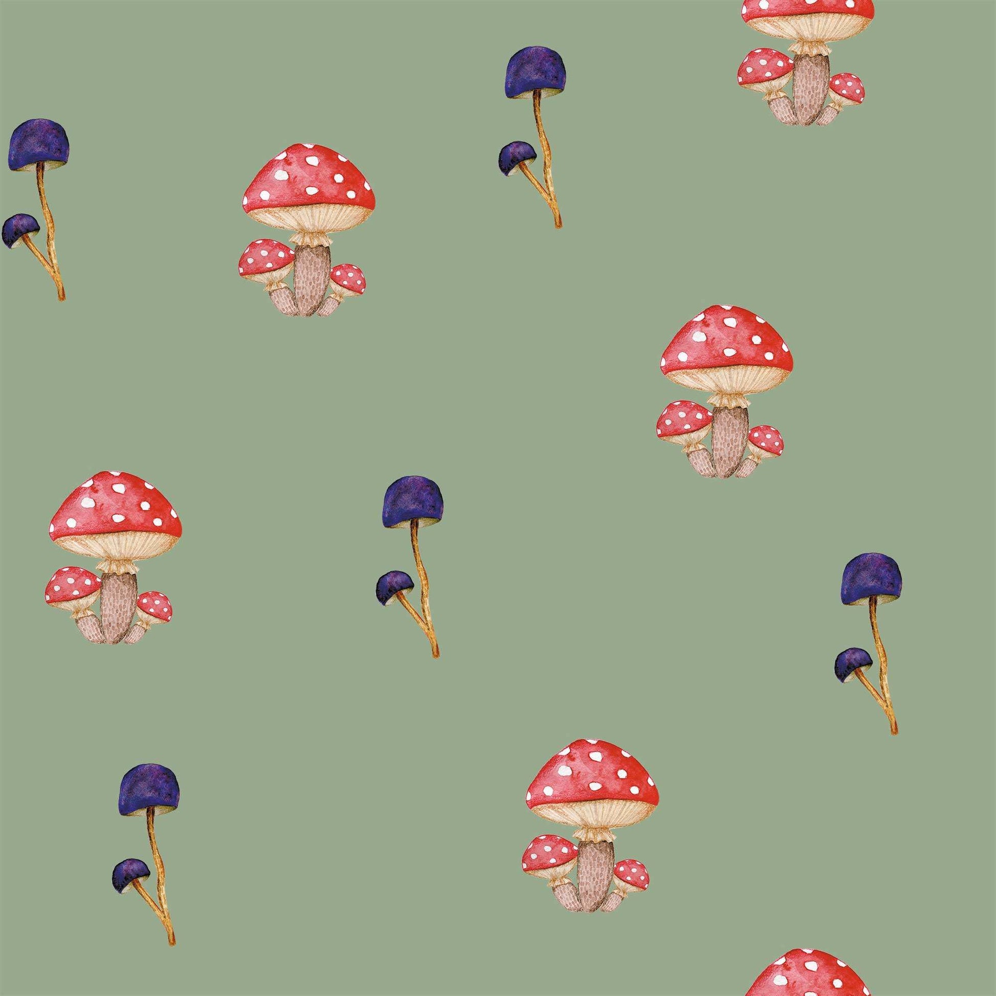 Sage Green Mushroom Wallpaper Magical Toadstool Bespoke Colours  Luxury Wallpaper