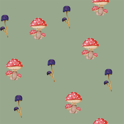 Sage Green Mushroom Wallpaper Magical Toadstool Bespoke Colours  Luxury Wallpaper