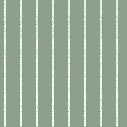 Pinstripe Wallpaper Classic Rope pinstripe design in Muted colours. White and dark green 