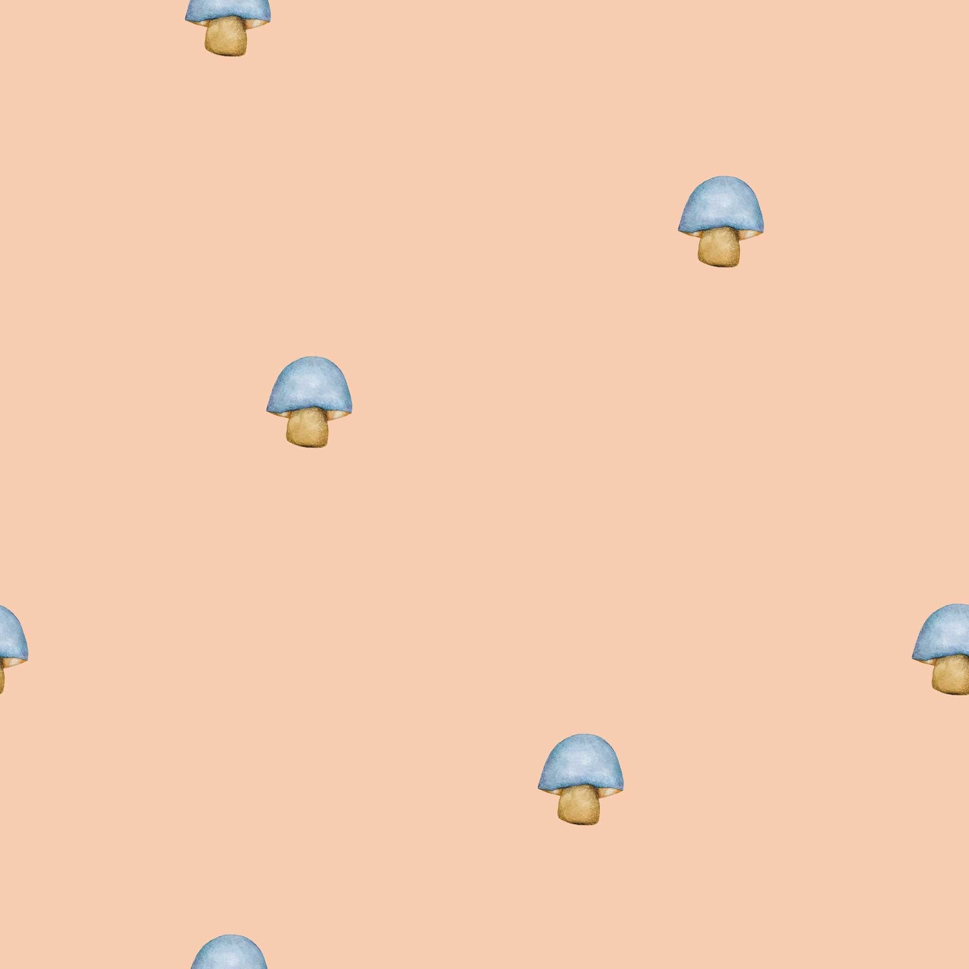 Wallpaper for Children The lone mushroom, bespoke luxury mushroom wallpaper for babies kids childrens nurseries playroom and bedrooms. Finished in a warm apricot  colour 