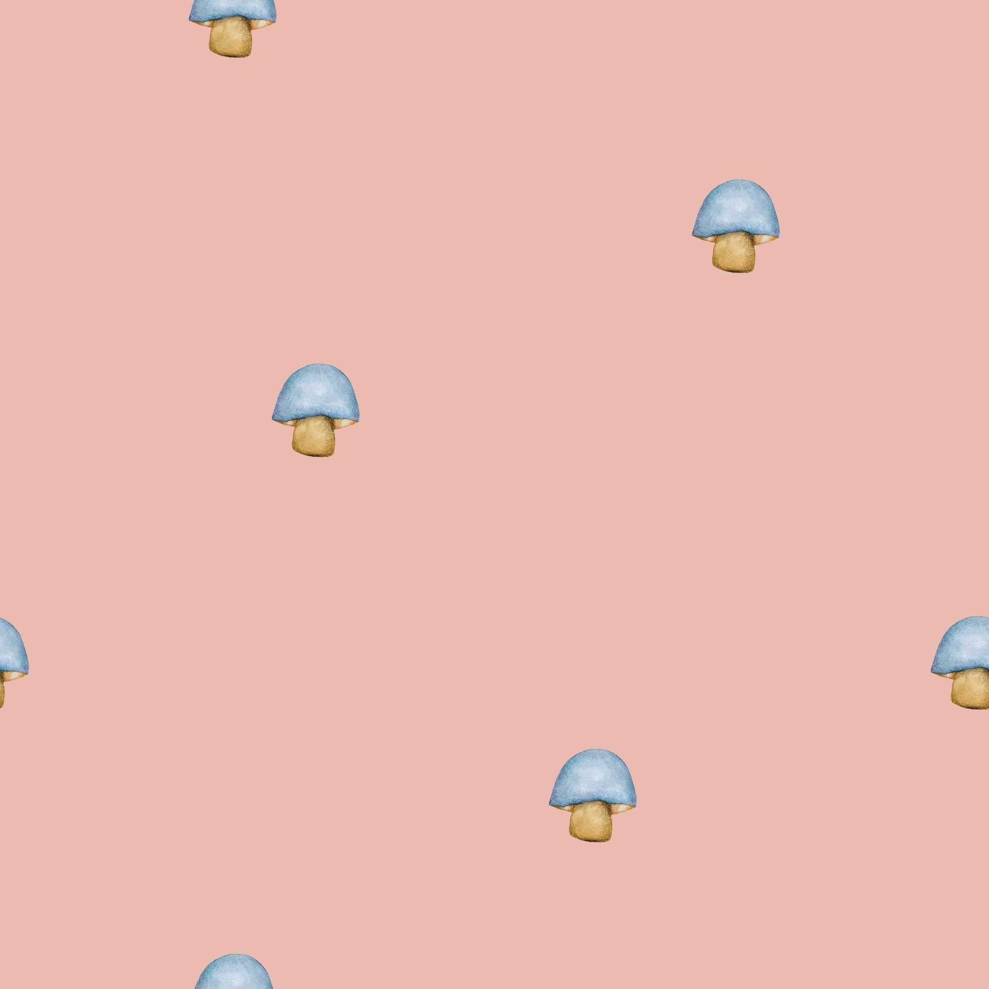 Wallpaper for Children The lone mushroom, bespoke luxury mushroom wallpaper for babies kids childrens nurseries playroom and bedrooms. Finished in a  dusky rose pink  colour 