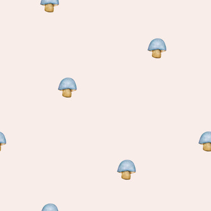 Wallpaper for Children The lone mushroom, bespoke luxury mushroom wallpaper for babies kids childrens nurseries playroom and bedrooms. Finished in a warm pale pink  colour 